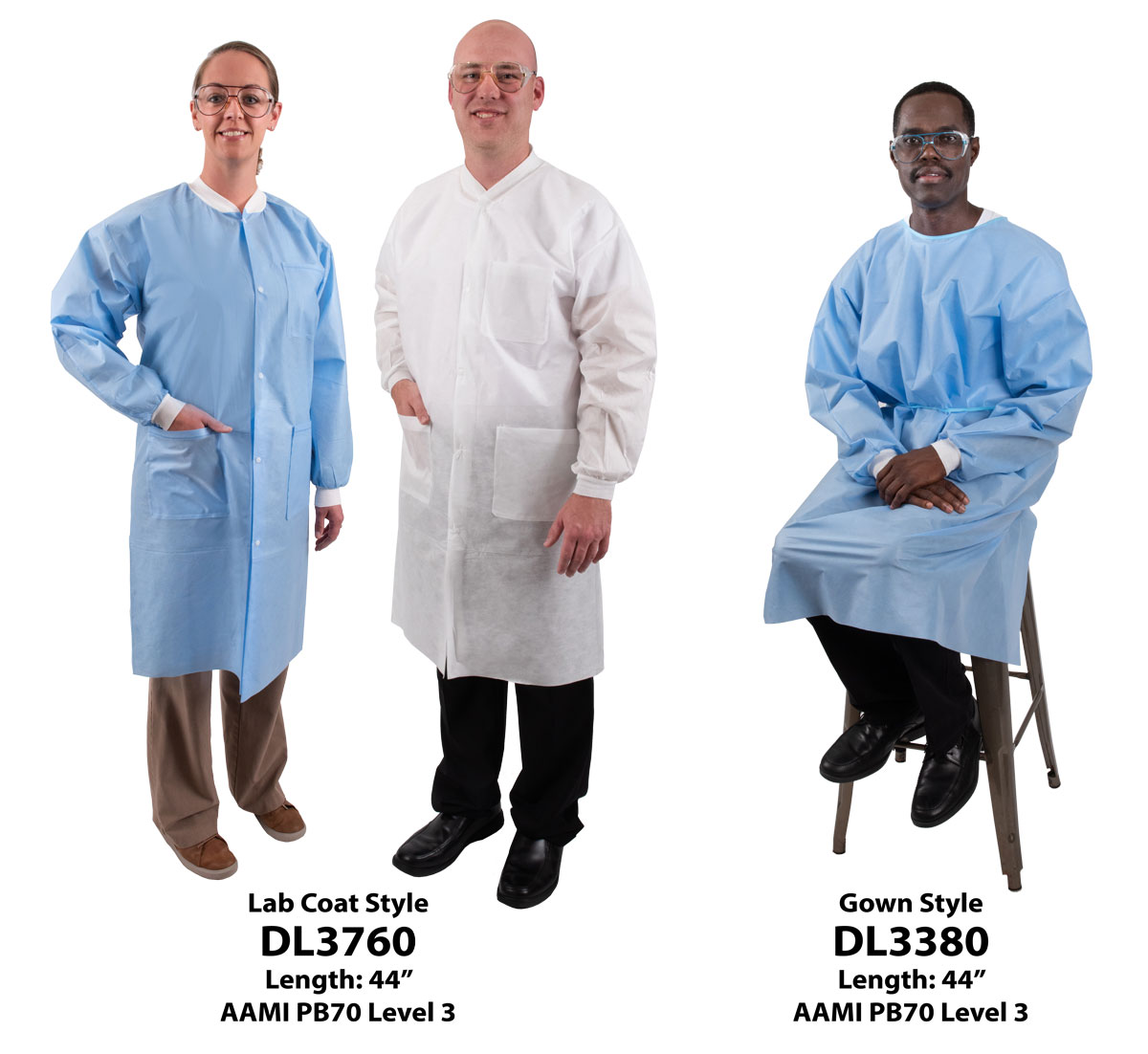 Laboratory Gowns Blue Disposable Lab Coats with ISO / CE Certified