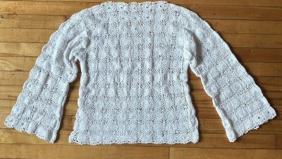 Vintage handmade crochet top, featuring bell sleeves... | Depop