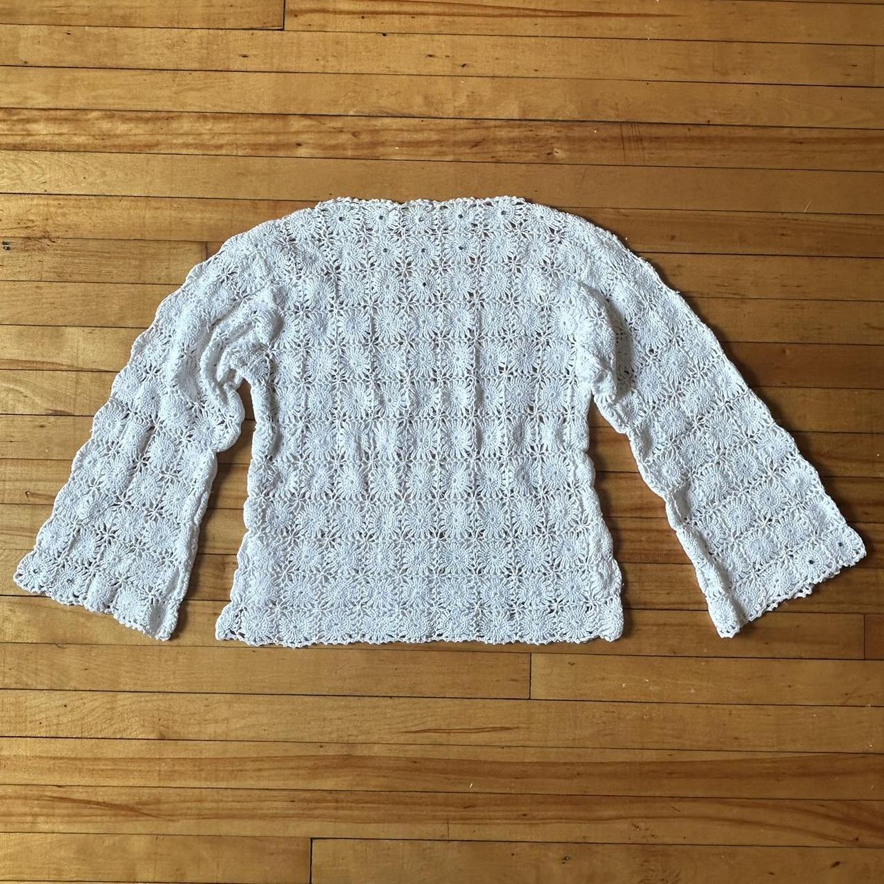 Vintage handmade crochet top, featuring bell sleeves... | Depop