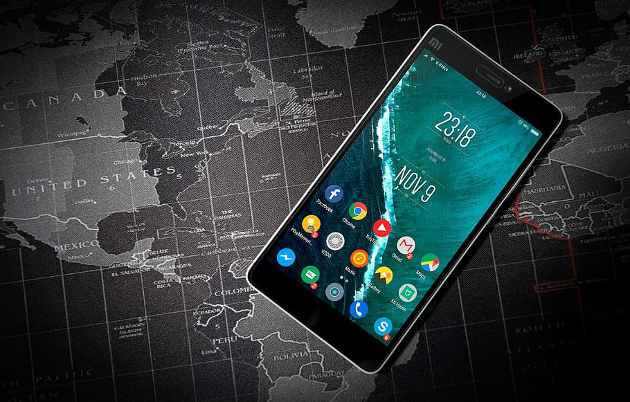 Black, turned, xiaomi smartphone, android, applications, apps ... Black, turned, xiaomi smartphone, android, applications, apps ...