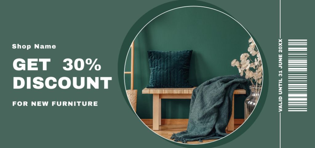 New Furniture Discount Green Online Coupon Template - VistaCreate
