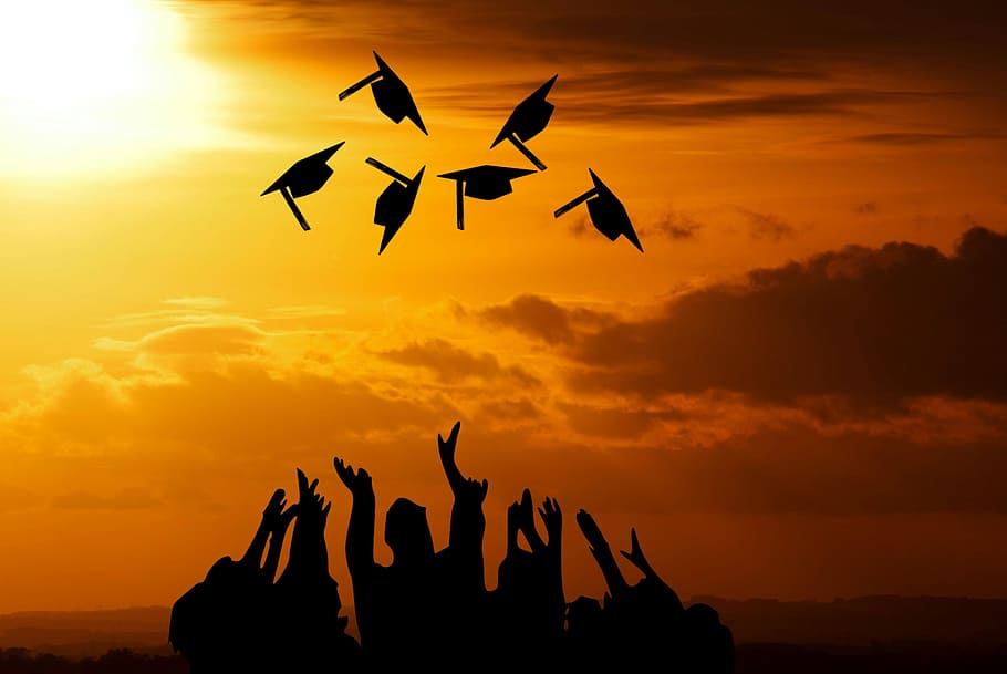 HD wallpaper: Caps fly into the air after graduation from high school ... HD wallpaper: Caps fly into the air after graduation from high school ...