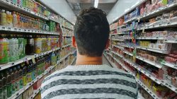 Photo illustration, man shopping, modern, grocery store, grocery, store ...