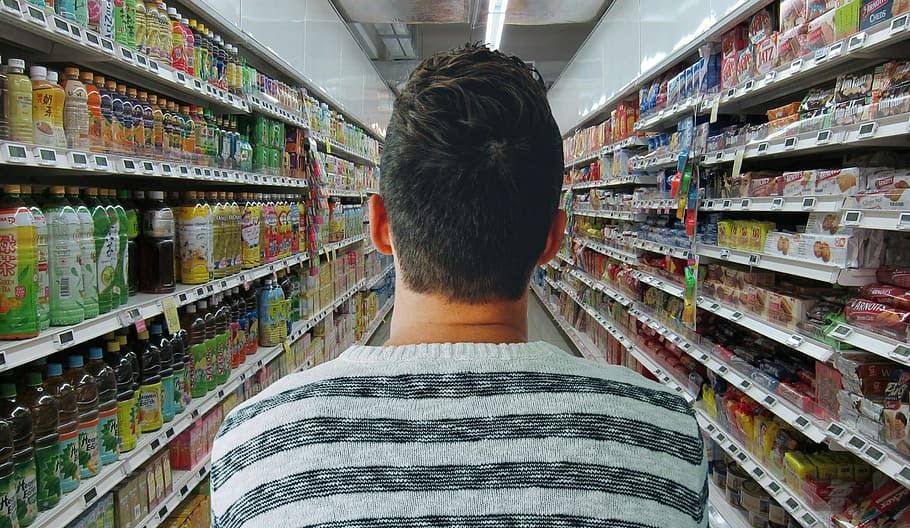 Photo illustration, man shopping, modern, grocery store, grocery, store ... Photo illustration, man shopping, modern, grocery store, grocery, store ...